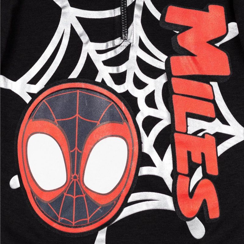 Marvel Spidey and His Amazing Friends Ghost-Spider Miles Morales Spider-Man Fleece Half Zip Hoodie Toddler to Little Kid, 3 of 9