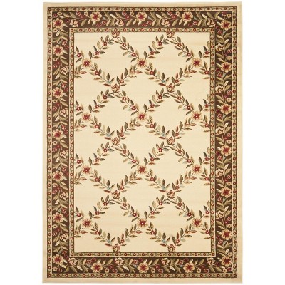 Ivory & Brown Floral Trellis 5' x 7' Easy-Care Synthetic Area Rug