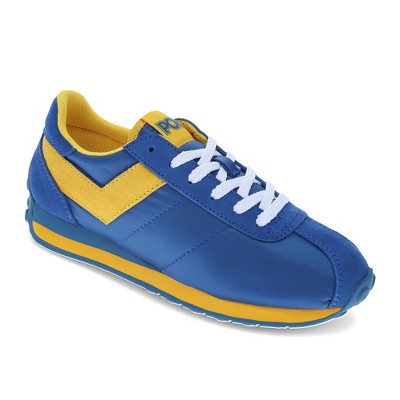 Blue and yellow sneakers online