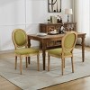French Linen Dining Chairs Set of 2 with Upholstered Round Back,Antique Finish Solid Wood Frame for Dining Room-Baofuwish - 2 of 4