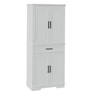 Tall Wooden Pantry Cabinet with a Drawer,White Kitchen Storage Cabinet, Adjustable Shelves,Door Shelves,Large Narrow Bathroom Cabinet for Dining Room - 1 of 4