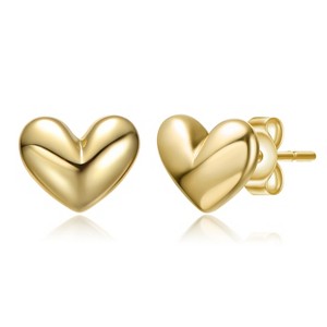 Guili Minimalist Heart Stud Earrings in White, Gold, or Rose Gold – Timeless, Lightweight Accessory for Elegant Style. Perfect Gift or Outfit Finisher - 1 of 2
