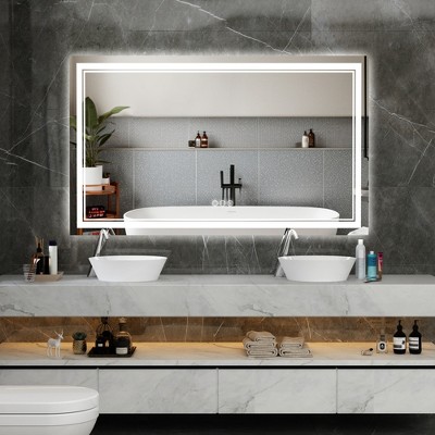 Maxax Atherton Modern Frameless Anti-Fog LED Lighted Dimmable Wall Mounted Bathroom Vanity Mirror