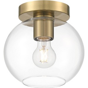 Possini Euro Design Kavin Modern Ceiling Light Semi Flush-Mount Fixture 8 3/4" Brass Clear Glass for Bedroom Kitchen Living Room - 1 of 4