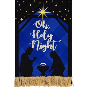 Nativity Burlap Garden Flag Christmas Oh Holy Night 18" x 12.5" Briarwood Lane - 1 of 4