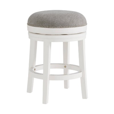 Clara Swivel Counter Height Barstool White - Alaterre Furniture: 25" Upholstered, Round Seat, Rubberwood Frame