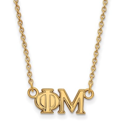 Black Bow Jewelry 14k Yellow Gold Plated Sterling Silver Phi Mu Greek Life Necklace 18 Inch