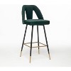 28" Bar Stools Set of 2, Velvet Upholstered Counter Height Barstools with Nail Head Decoration, Tall Barstools Pub Chairs with Back Support Footrest - 4 of 4