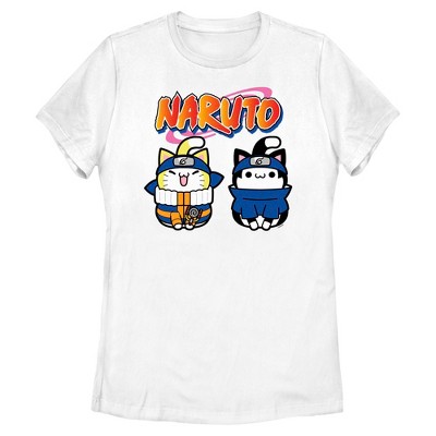 Womens Naruto Nyaruto Sasuke and Uzumaki Official Logo T Shirt