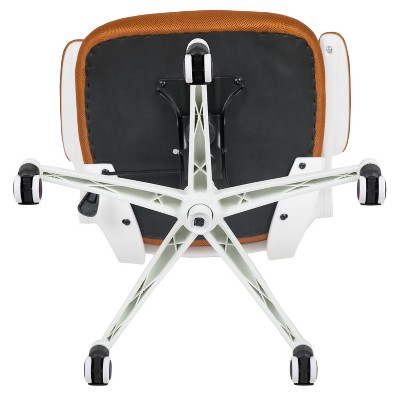 Adjustable Tan Mesh & White Leather Mid-Back Office Chair