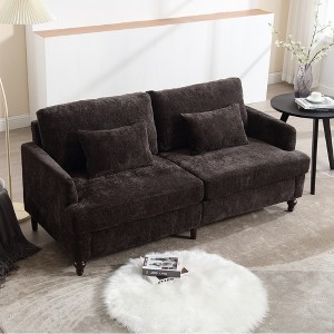 MOONMISS Mid Century Modern chenille Fabric Upholstered Loveseat sofa, for Living Room,Brown wood feet sofa for Bedroom,Reading - 1 of 4