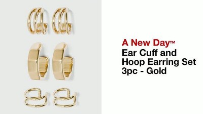 Ear Cuff And Hoop Earring Set 3pc A New Day Gold Target