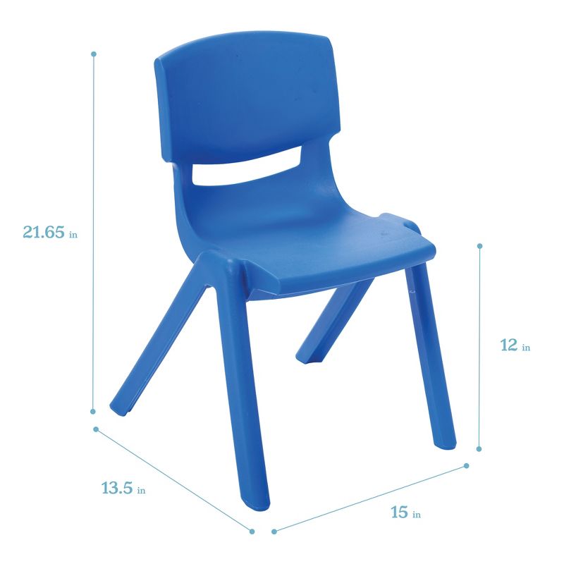 ECR4Kids 12in Plastic School Stack Chair, Classroom Furniture, 10-Piece, 3 of 10