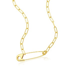 Adornia 14k Gold Plated Safety Pin Paper Clip Chain Necklace - 1 of 4