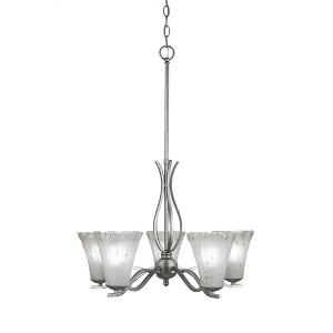Toltec Lighting Revo 5 - Light Chandelier in  Aged Silver with 5.5" Fluted Frosted Crystal Shade - 1 of 1