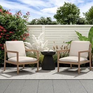 Christopher Knight Home Vanda Patio Acacia Wood Open Slat Club Chairs with Cushions (Set of 2) - 1 of 4