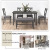 6-Piece Rectangular Dining Table Set with 4 Upholstered Chairs and Bench, Wood Kitchen Table for Family Dining Room - 4 of 4