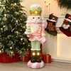 LuxenHome Lighted Nutcracker Pink Soldier with Candy Tree, Battery Operated Holiday Decoration - 2 of 4