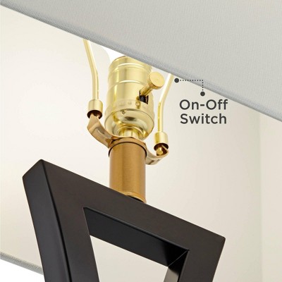 Set of 2 Black Metal Table Lamps with USB Ports and White Shades
