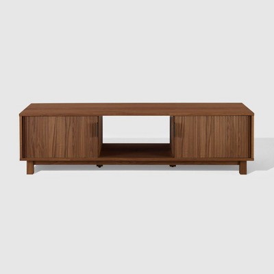 Modern Fluted Wood 2 Door TV Stand