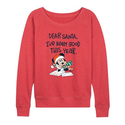 Women's - Disney - I've Been Good Lightweight French Terry Wide Neck Long Sleeve Graphic Shirt