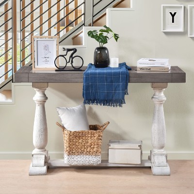 VYNXARIA Sofa Tabe 30inch height pedestal table leg Farmhouse Design Retro Design Living room,Antique White+Sandstone