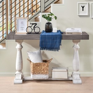 VYNXARIA Sofa Tabe 30inch height pedestal table leg Farmhouse Design Retro Design Living room,Antique White+Sandstone - 1 of 4
