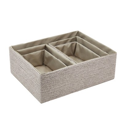 Juvale 5 Pack Stackable Gray Woven Storage Baskets (3 Sizes, 5 Pieces)