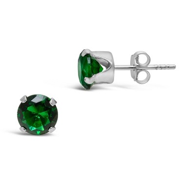 SHINE by Sterling Forever Sterling Silver 7mm Rainbow CZ Studs