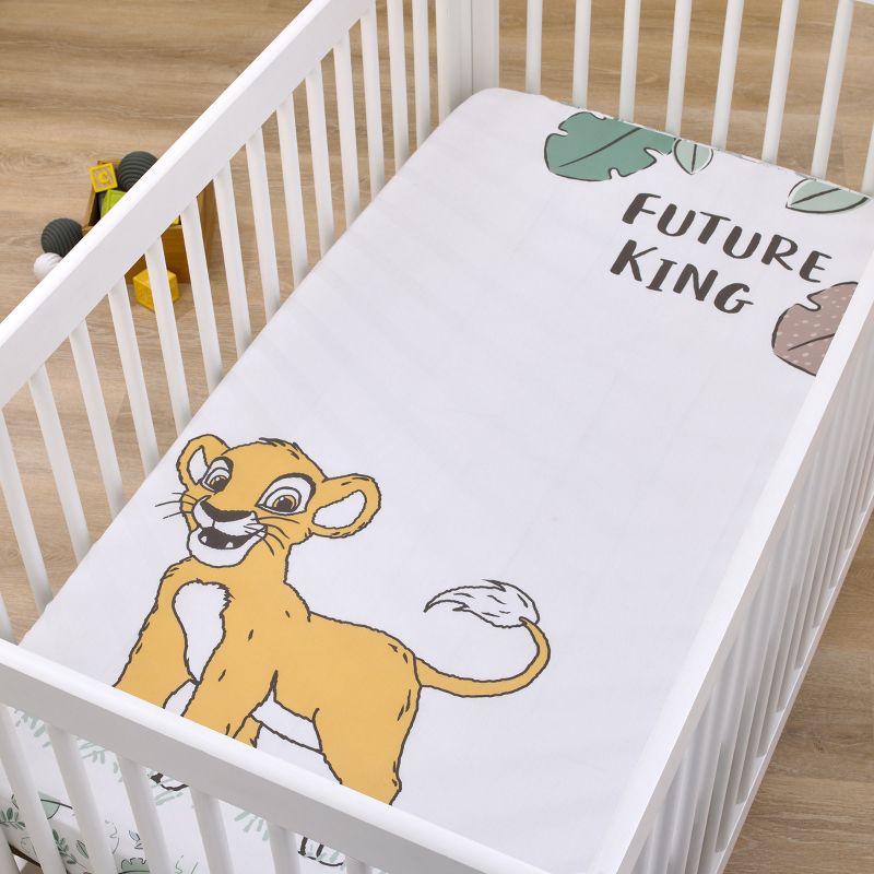 Disney Lion King Teal, Sage, White and Gold Simba Future King Cotton Photo Op Fitted Crib Sheet, 3 of 6