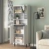 KWPZQEB 4-Tier Storage Cabinet, Storage Bookcase with Glass Door and Adjustable Shelves, Farmhouse Display Cabinet for Home & Office - 2 of 4