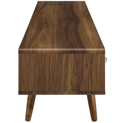 Sleek 70'' Walnut White Media Console with Cabinet Storage