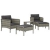 vidaXL 5 Piece Patio Lounge Set with Cushions Gray Poly Rattan - 3 of 4
