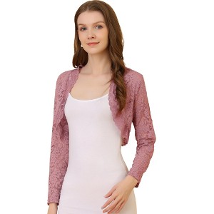 INSPIRE CHIC Women's Elegant Sheer Floral Lace Crop Bolero Shrug - 1 of 4