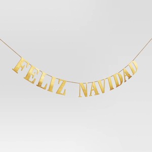 6' Wood 'Feliz Navidad' Christmas Word Garland Gold - Wondershop™: Horizontal Ready-to-Hang Decor - 1 of 3