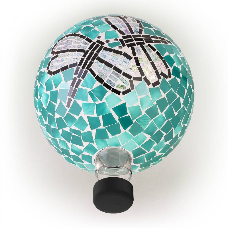 12&#34; x 10&#34; Indoor/Outdoor Dragonfly Duo Glass Gazing Globe Turquoise - Alpine Corporation, 4 of 6