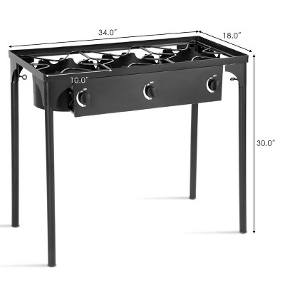 Black Cast Iron 3-Burner Portable Gas Cooker