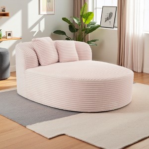 51.6" Corduroy Chaise Lounge Sofa Bed with Deep Seat, Plush Foam & 2 Pillows - 1 of 4