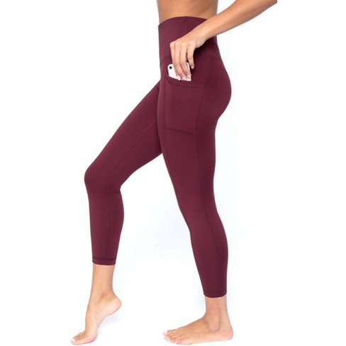 Yogalicious - Women's High Waist Side Pocket 7/8 Ankle Legging - Windsor  Wine - Medium