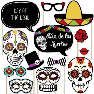 Big Dot Of Happiness Day Of The Dead - Sugar Skull Photo Booth Props Kit -  20 Count : Target