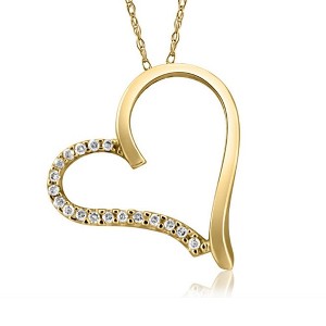 Pompeii3 1/10Ct Sideways Diamond Heart Pendant Necklace in White, Yellow, or Rose Gold - 1 of 3