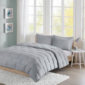 Ava Seersucker Down Alternative Comforter Set (Twin) Gray - 2pc