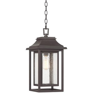 John Timberland Cecile 19 1/4" High Modern Box Lantern Outdoor Pendant Light Fixture Ceiling Porch House Hanging Brown Bronze Finish Clear Glass Shade - 1 of 4