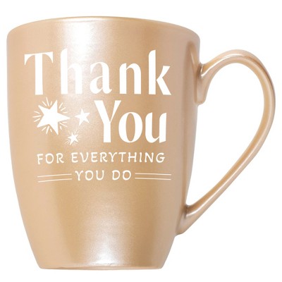 Elanze Designs Thank You Everything You Do Pearlescent Sand 10 ounce New Bone China Coffee Cup Mug