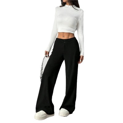 Women's High Waist Wide Leg Palazzo Pants Elastic Fit Casual Trousers with Pockets Palazzo Sweatpants