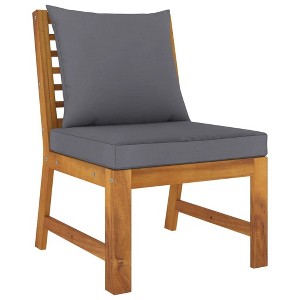 vidaXL Patio Solid Acacia Wood Sectional Middle Sofa with Thick Dark Gray Cushions - Versatile for Indoor and Outdoor Use - 1 of 4