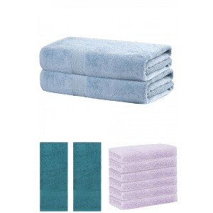 REGALWOVEN Absorbent Solid Bath Hand Face Cloths Cotton Towels 3 Piece Sets - 1 of 4