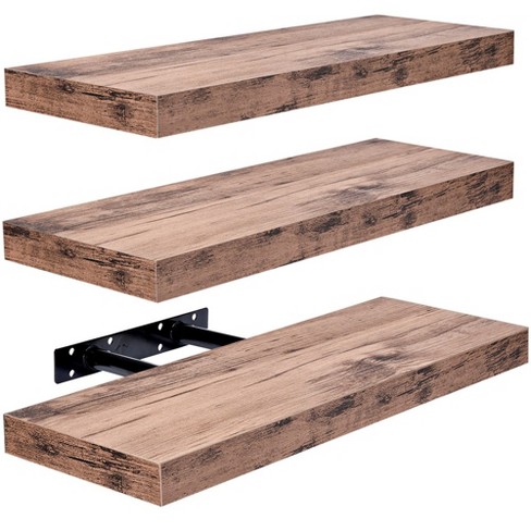 Floating Shelves Wall 2024 Mounted Set of 3, Rustic Wood Wall Shelves