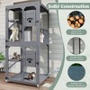 Gray Catio Outdoor Cat Enclosure 4 Tiers Cat House with Wheels Indoor Large Cat House Pet Cage - 3 of 4