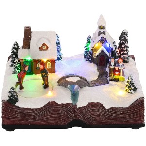 Aghana Digitals Animated Christmas Village Scene with Choir, Multicolor LED Lights & Resin - 1 of 4